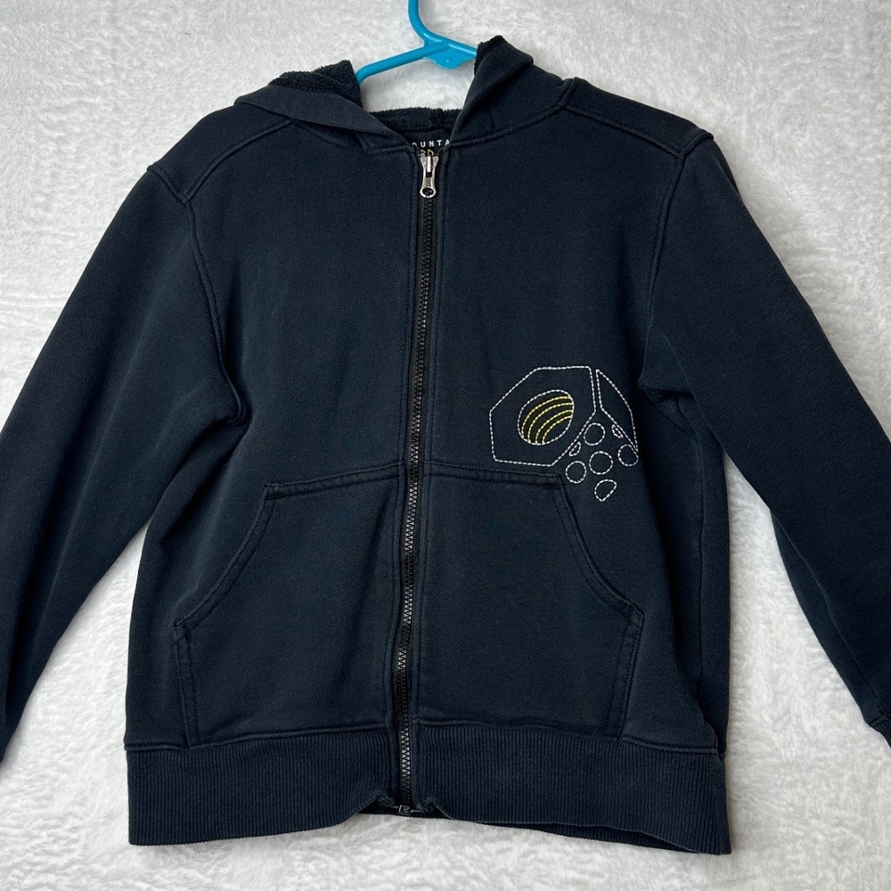 Mountain Hardwear Zip Hoodie Youth XS Black Fleece Lined Nut Logo
